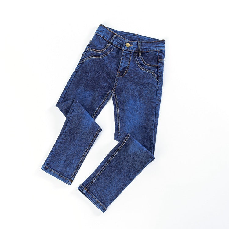 Pojkjeans med smala, platta stretchiga långa jeans