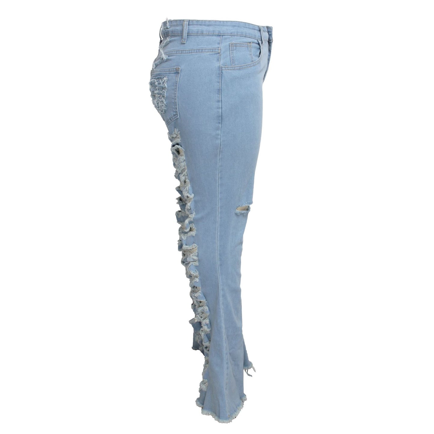 Jeans uniques à la mode, pantalons extensibles de grande taille à cloche