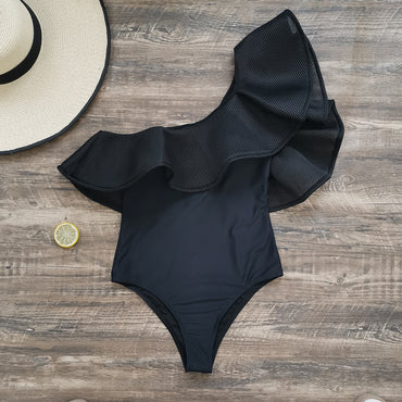 Maillot de bain une pièce noir pur pour femme