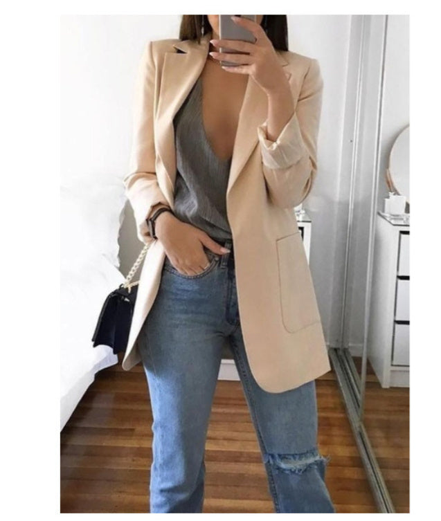 Lapel Slim Cardigan Temperament Blazer - Sophisticated Versatile High-Quality Comfortable Flattering Elegant
