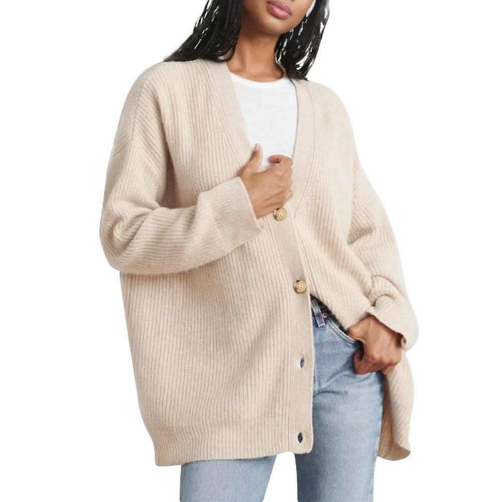 Stylish Solid Color Cardigan Sweater Coat for Women