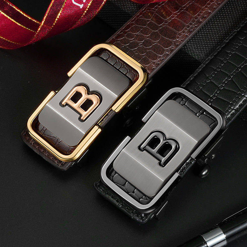 Automatic Buckle Genuine Leather Belt for Middle-Aged and Young People - Universal Appeal