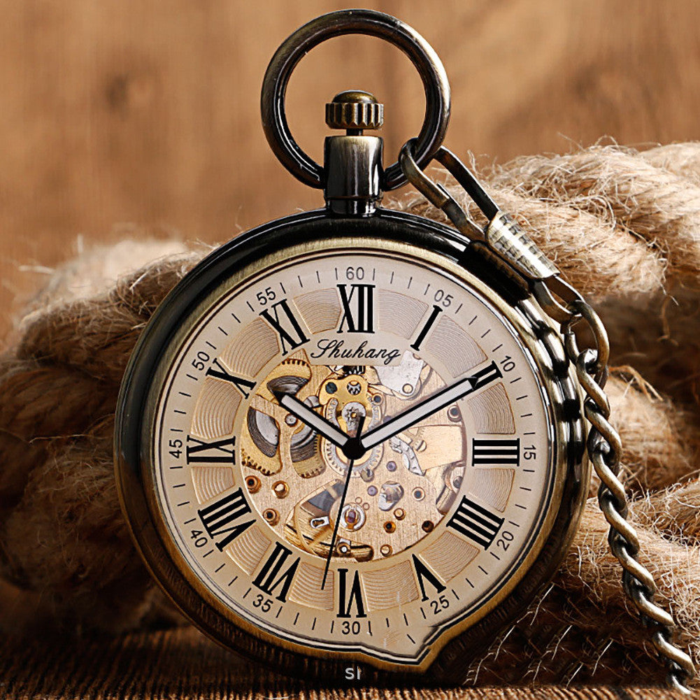 Creative Straight Plate Without Cover Roman Literal Automatic Mechanical Pocket Watch - Sleek Modern Classic Durable Stylish