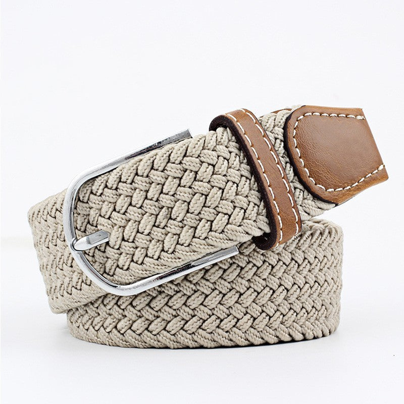 Women's Canvas Student Casual Stretch Braided Needle Buckle Belt - Youthful Confidence