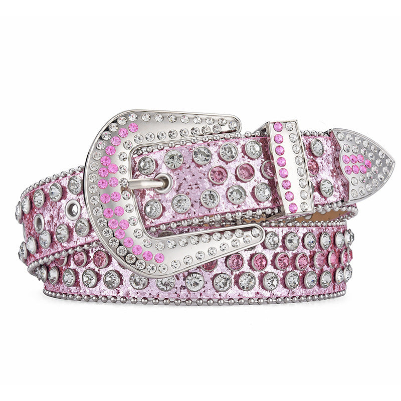 Unisex Alloy Punk Rock Rivet Rhinestone Belt - Rebellious Edge
