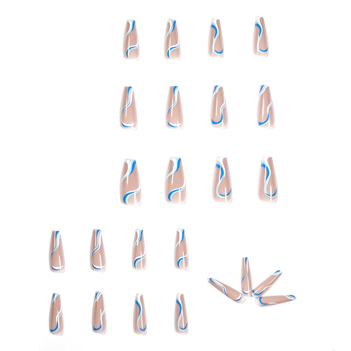 Professional Soft Plastic Nails - 18g 24 Pieces Blue Purple Pink | Wearing Finished False Nails