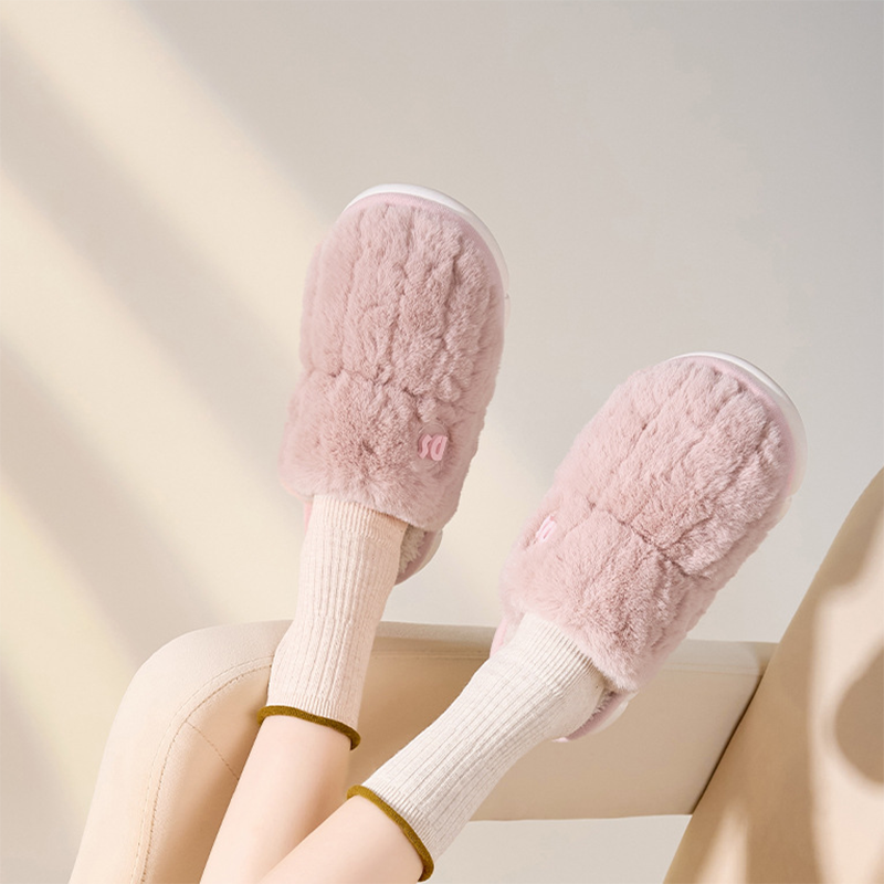 Warm Winter Plush Slippers for Women - Non-slip, Thick-soled, Fluffy - Indoor/Bedroom Soft Solid House Shoes