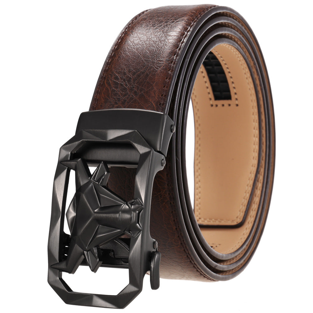 Men's Fashion Leather Belt Alloy Automatic Buckle - Style Versatility