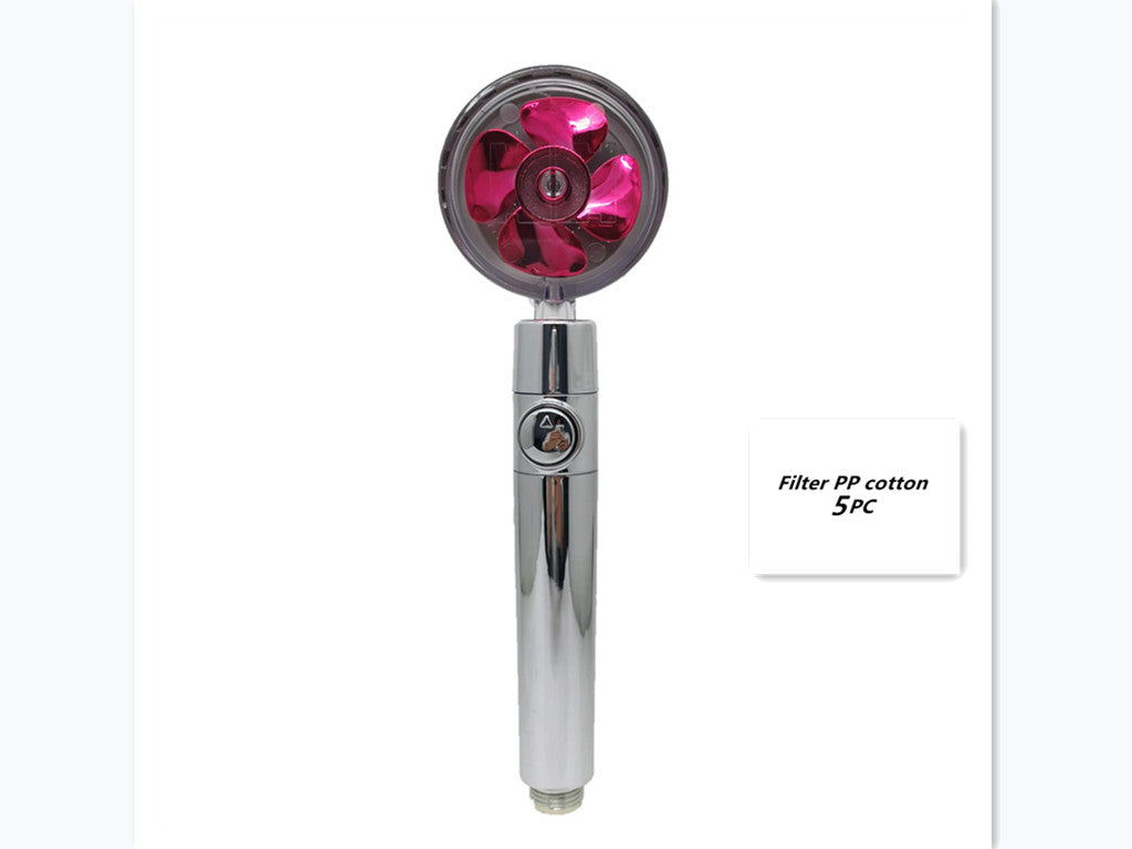 Pommeau de douche à hélice avec bouton d'arrêt et filtre en coton, buse de douche à main haute pression turbocompressée