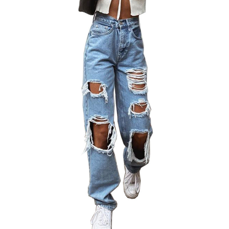 Women Jeans Ripped Slimming Washed Women's Jeans Trousers - Slimming Distress