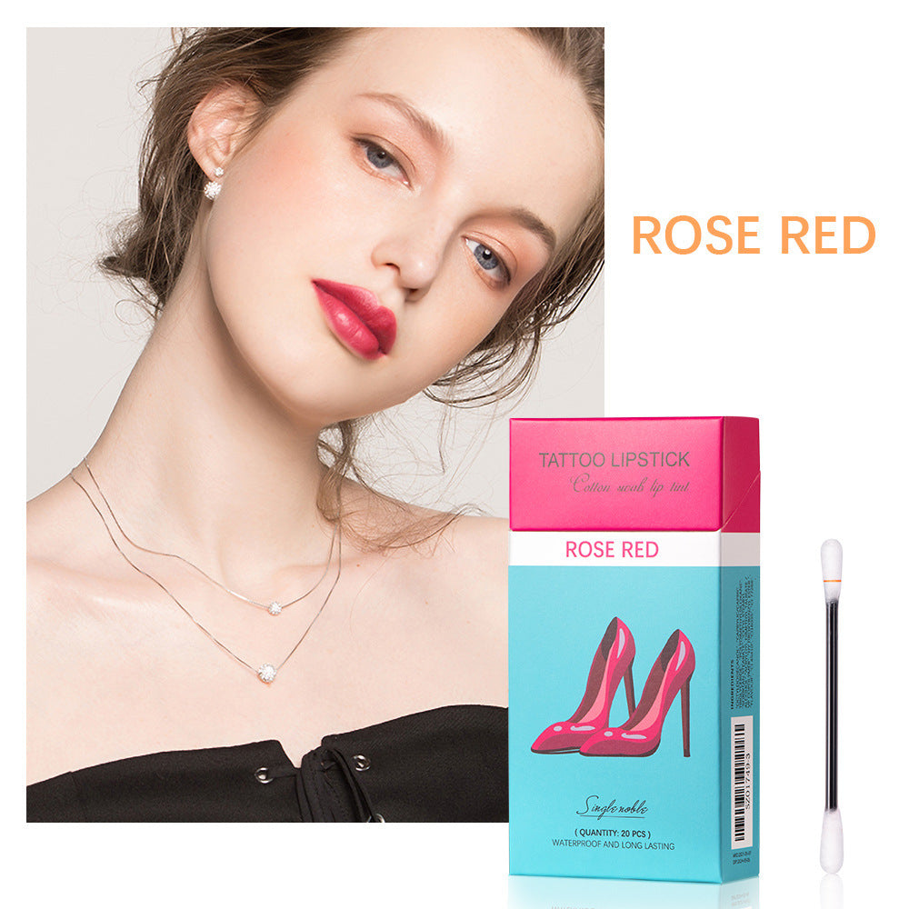 20 Pcs Set Cotton Swab Lipstick for Outdoor Portable Lipstick Cosmetic Waterproof Case Durable Long Cigarette Liquid Lipstick