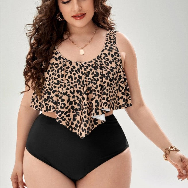 Bikini leopardmönstrad baddräkt för kvinnor