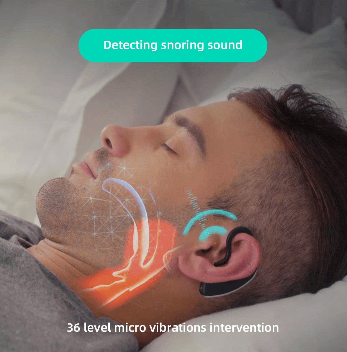 24 timmar Bluetooth Anti-snarkning Device Charge Snore Earset Snore Stopper Sömnhjälp Snarkning Analyserar sömndata God sömn