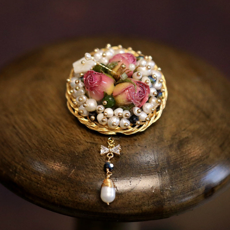 Accessoires de corsage de décoration de broche rose
