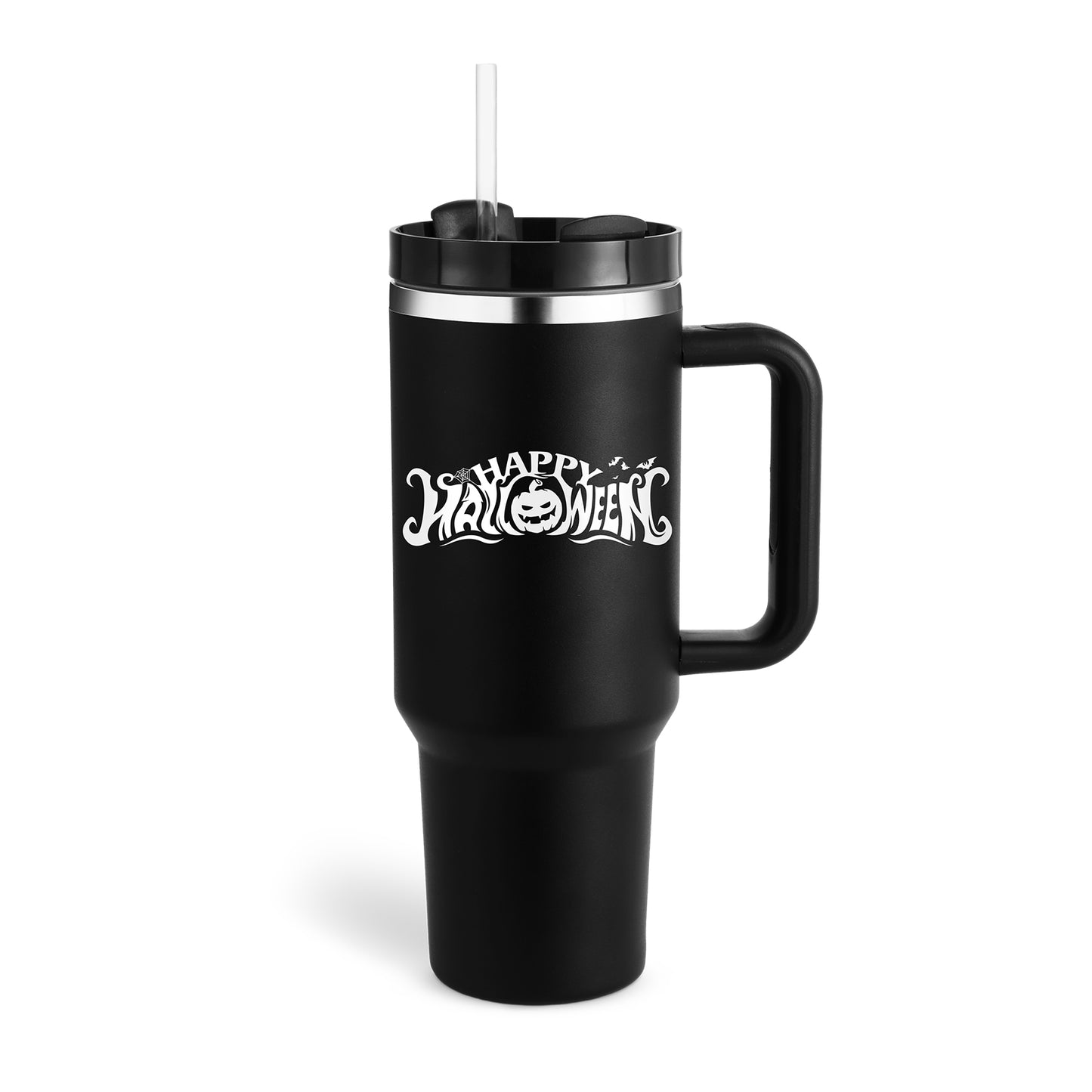 Alla hjärtans dag present termisk mugg 40 oz halm kaffe isoleringskopp med handtag Bärbar bil rostfritt stål vattenflaska stor kapacitet Resa BPA fri termisk mugg