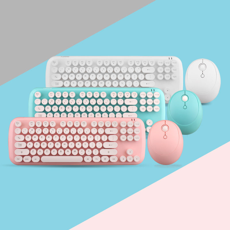 Trådlöst tangentbord och mus Set Flickor Färg Retro