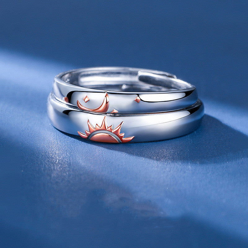Sun Moon Sterling Silver Par Ringar för kvinnor och män