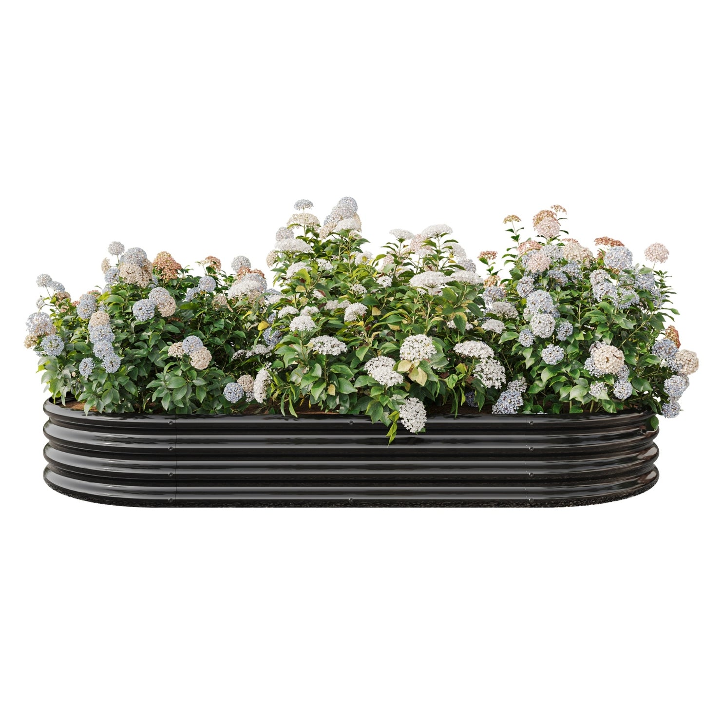 Oval metallförhöjd trädgårdsbädd