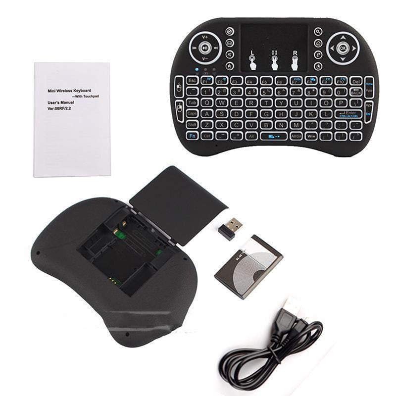 H9 Trådlös bakgrundsbelyst färgglad touch-fjärrkontrolltangentbord