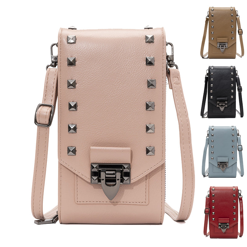 Rivet Design Axelväskor Mobiltelefon Handväska Enfärgad Crossbody-väskor Dam