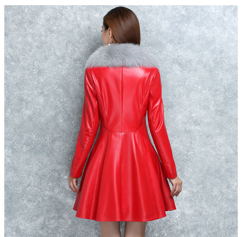 Women's Faux Fox Fur Collar Fur Coat - Luxury Ethical Winter Outerwear Statement Piece