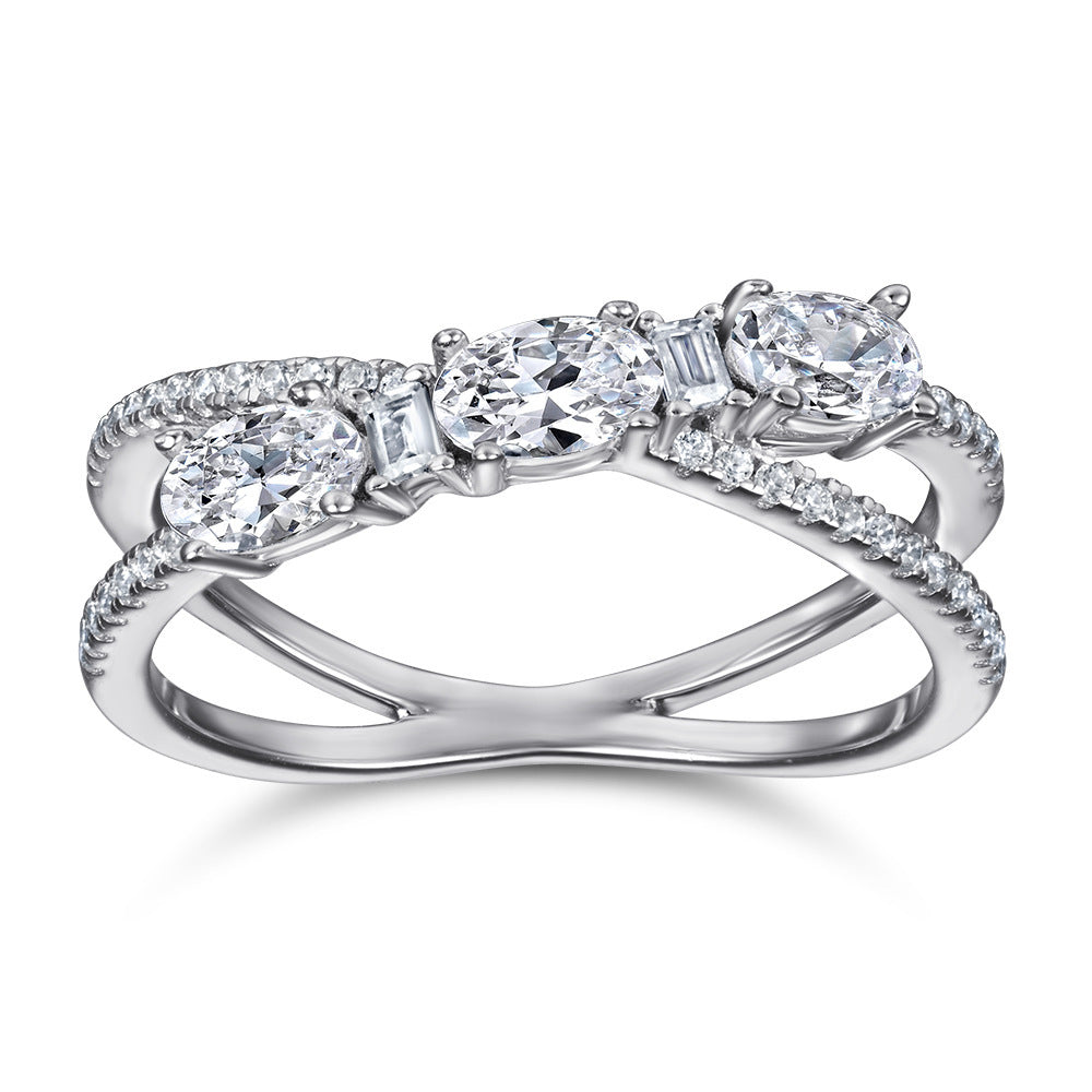 Anneaux 925 argent rotatif croix Denier Zircon bague de fiançailles de mariage pour femmes