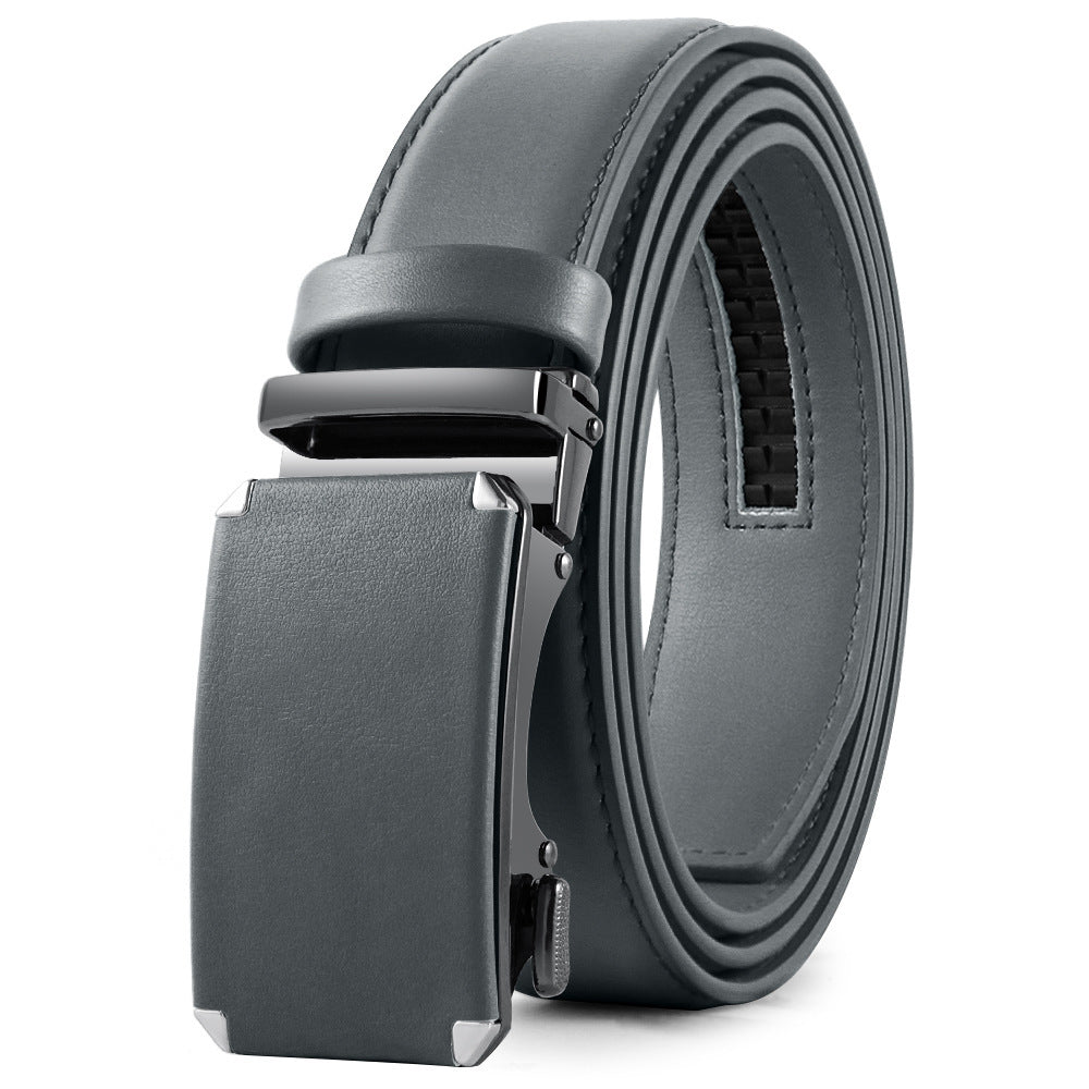 Men's Fashion Veneer Automatic Alloy Buckle Cowhide Belt - Sophisticated Elegance