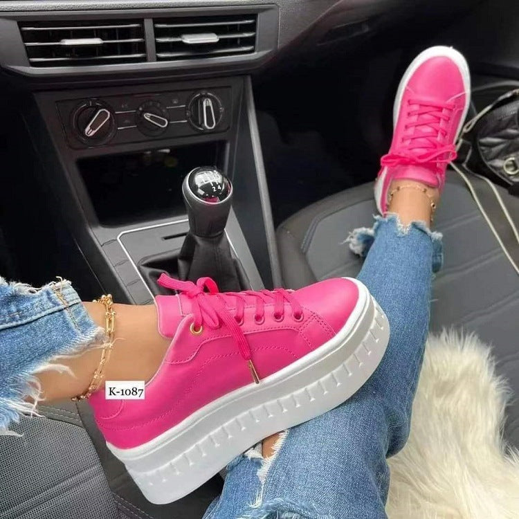 Women's Chunky Heel Lace-Up Ankle Boot Sneakers