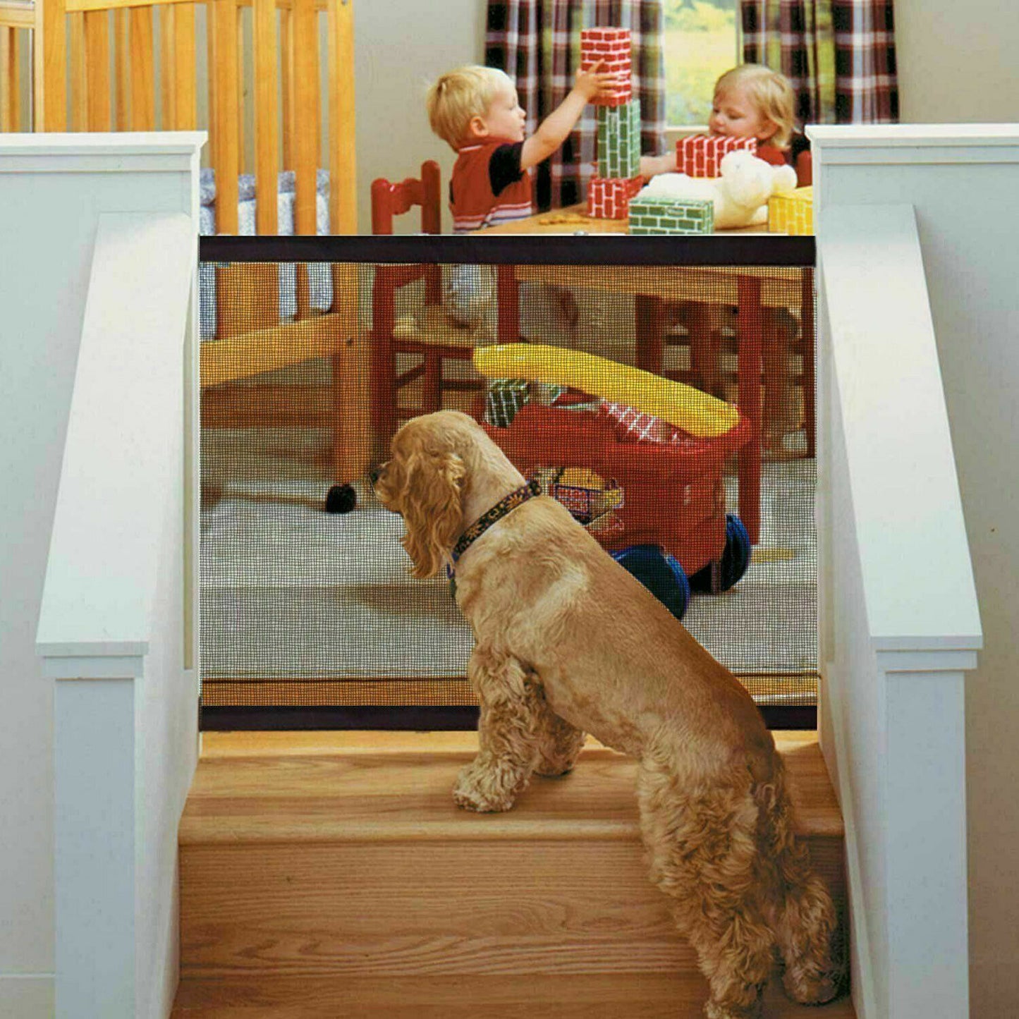 Pet Dog Fence Gate Safe Guard Säkerhetsinhägnad Hundstaket Hund Gate The Genial Mesh Magic Pet Gate Pet Supplies Dropshipping