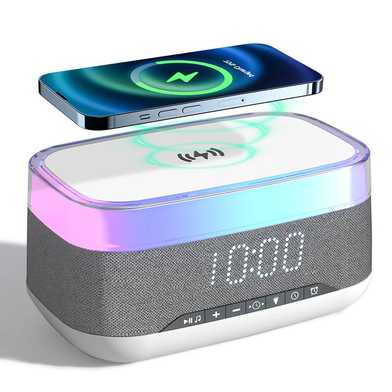 Réveil multifonctionnel Intelligent, haut-parleur Bluetooth, chargeur sans fil, Charge rapide, horloge d'ambiance, veilleuse, décoration de la maison