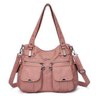 Sac messager Portable en cuir souple pour femmes, sacs à bandoulière avec poche à fermeture éclair, fourre-tout souple et décontracté