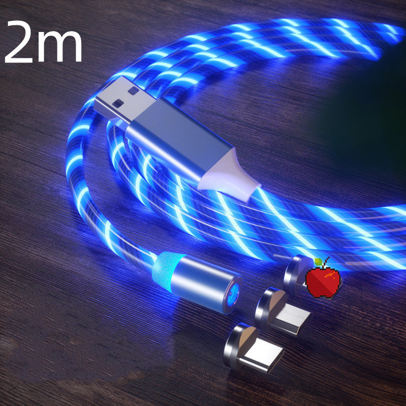 Magnetisk laddningskabel Streamer Snabbladdningskabel Belysning Micro USB-kabel LED Magnetladdare Type-C-kabel