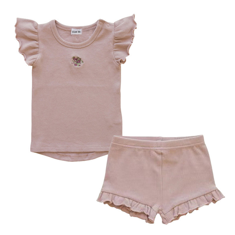 Rose Grey Broderade Stickning Baby Barnkläder