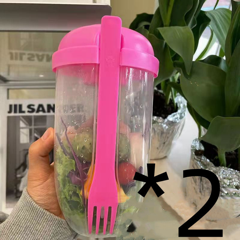 Ins stil salladskopp med gaffel och lock är bärbar