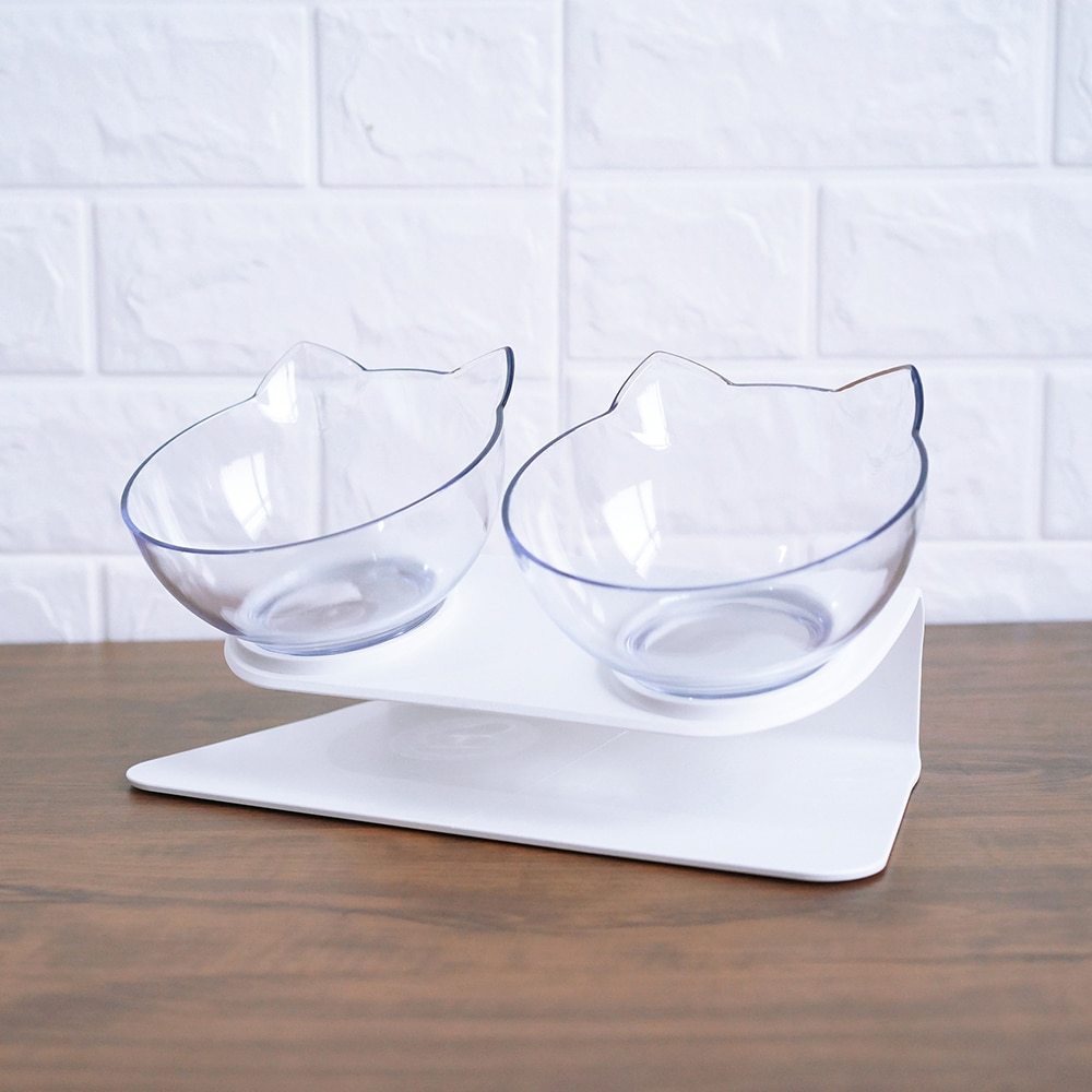 Cat Double Bowl - Elevated 15° Tilted Design for Neck Protection