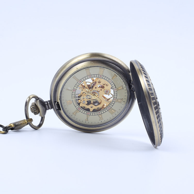 Automatic Semi-Automatic Mechanical Pocket Watch Roman Digital Dial Pocket Watch - Traditional Modern Precision Sophisticated