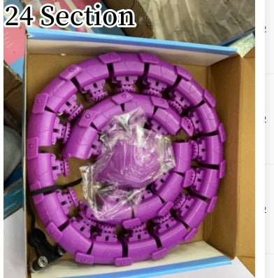 Professional Adjustable Smart Hula Hoop - ABS No-Fall Technology (18/21/24 Knots, Pink/Purple)