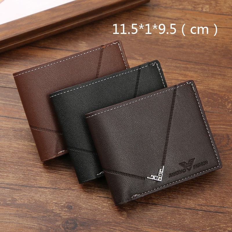 Portefeuille court à motif litchi multi-cartes pour hommes Simplicity Fashion