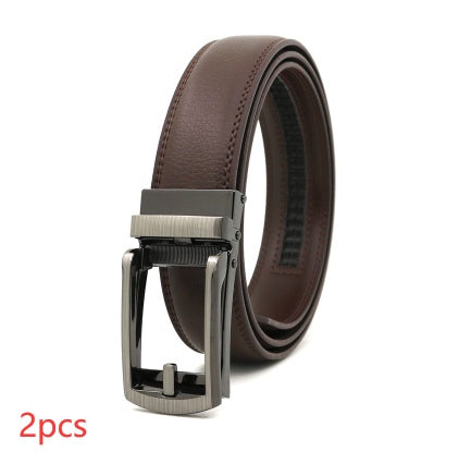 Men's Fake Needle Automatic Buckle Cowhide Belt - Detailed Sophistication