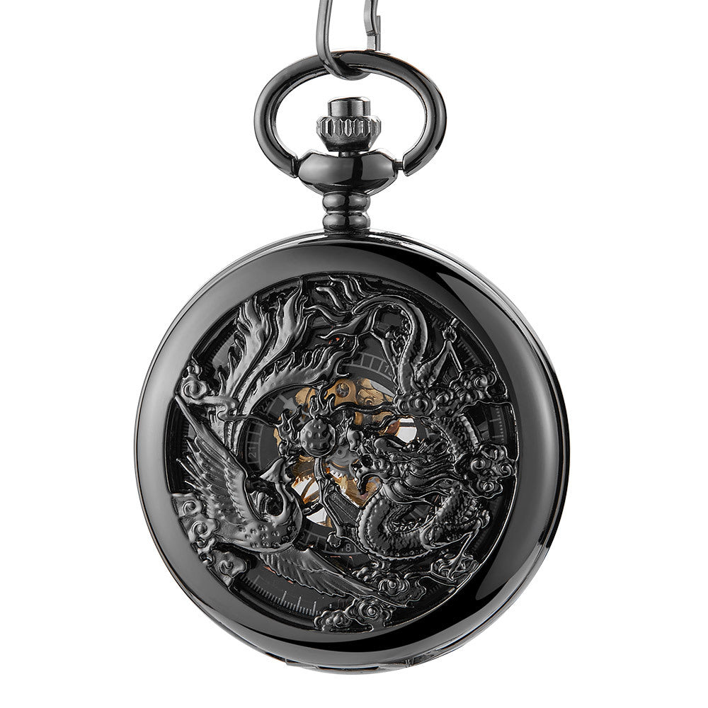 Hollow Relief Mechanical Large Pocket Watch - Sophisticated Precise Timeless Elegant Readable Statement