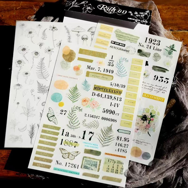 Växtlöv Blommor Rub On Stickers Estetisk Scrapbooking Journal Dekoration DIY Hantverk