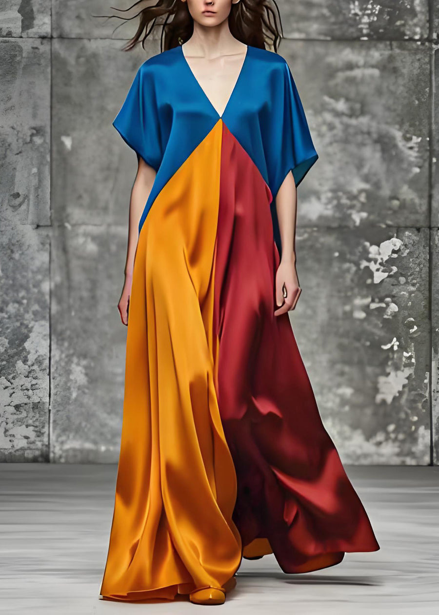 Round Neck Loose Short Sleeve Dress - 150D High Elastic Super Soft Four-Sided Elastic - Temperament Commute