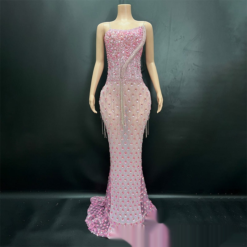 Elegant Fishtail Gown - No Back Design