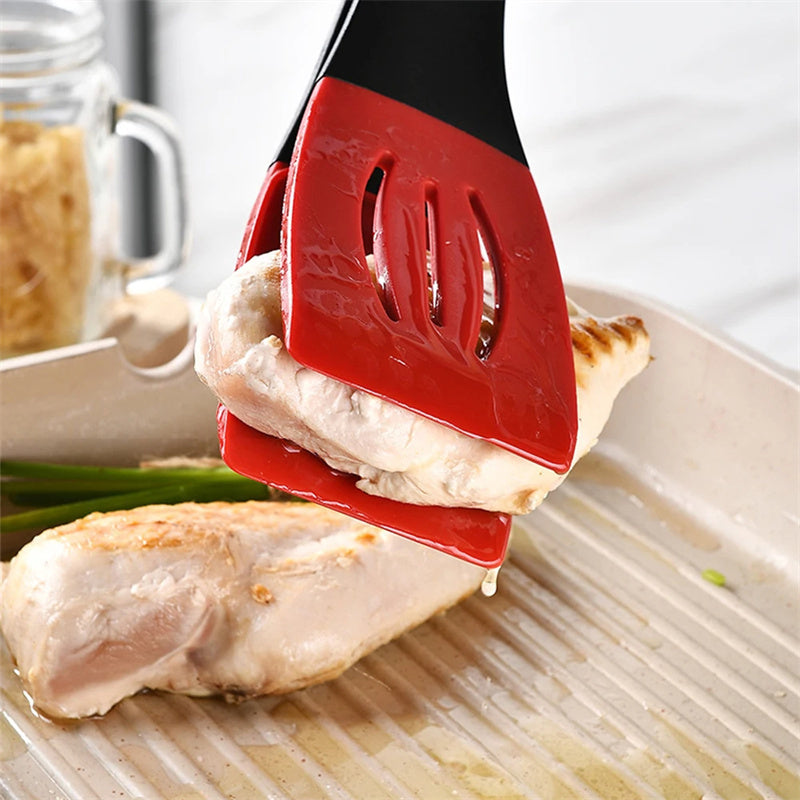3 i 1 stekspatelklämma silikonmatklämma stekbiff pannkakor spade slitsade vändare köksredskap köksredskap köksprylar