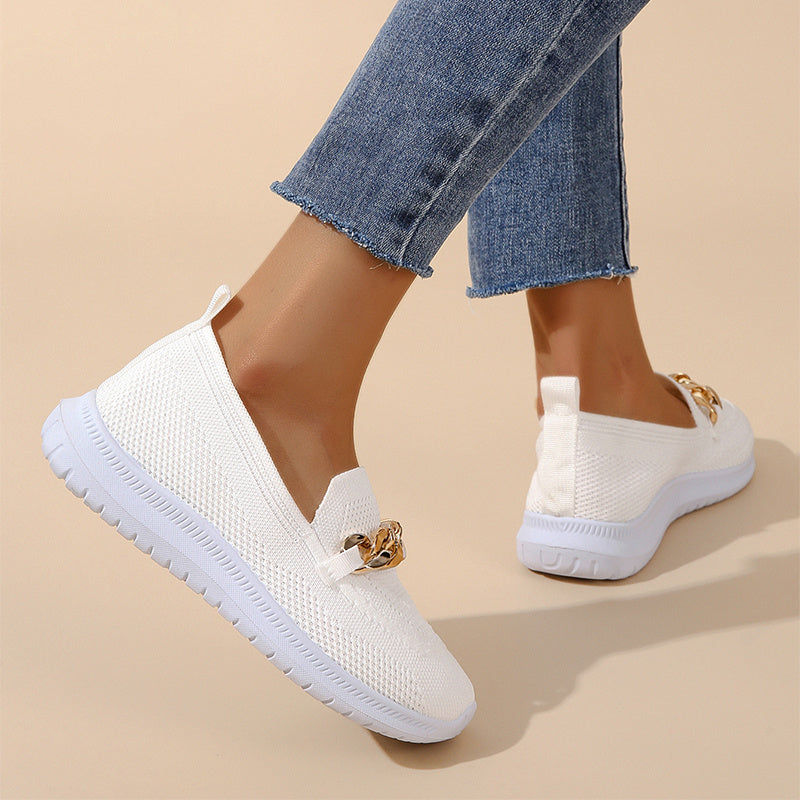 Chain Flats Skor Dam Mesh Sport Walking Skor