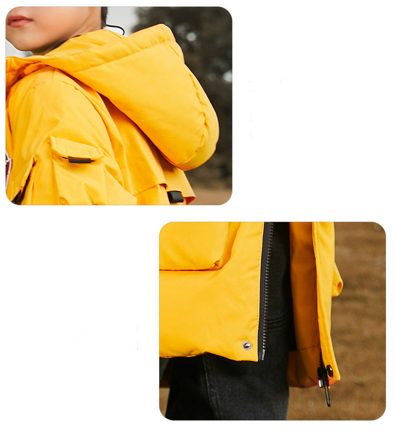 Fashion Solid pärg pojkar mitt-längd Down Jacka