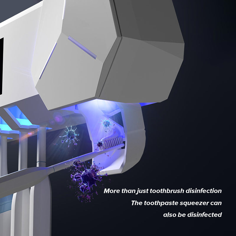 Smart tandborstesterilisator Ultraviolett perforeringsfri badrumselektrisk sterilisering Väggmonterad hylla förvaring Sugvägg