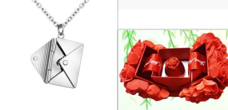 MloveAcc Genuine 925 Sterling Silver Tight Necklace Women Envelope Lover Letter Pendant Best Gifts for Girlfriend