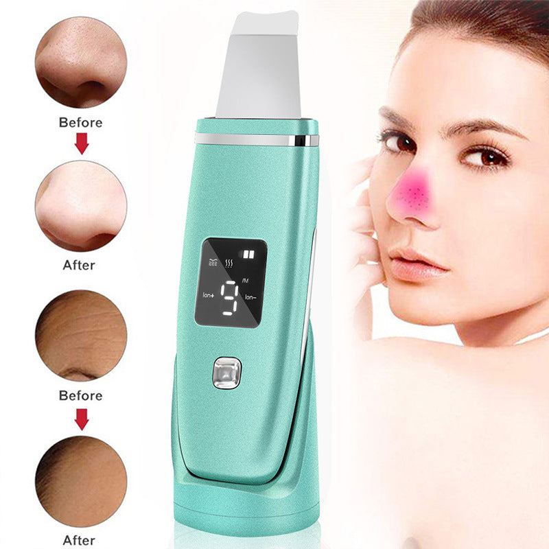 Ultrasonic Vibration Pormask Remover Djuprengöring Ansiktsskrubber Porrengöring Lyftmaskin Ansiktsbehandling Led Peeling Shovel