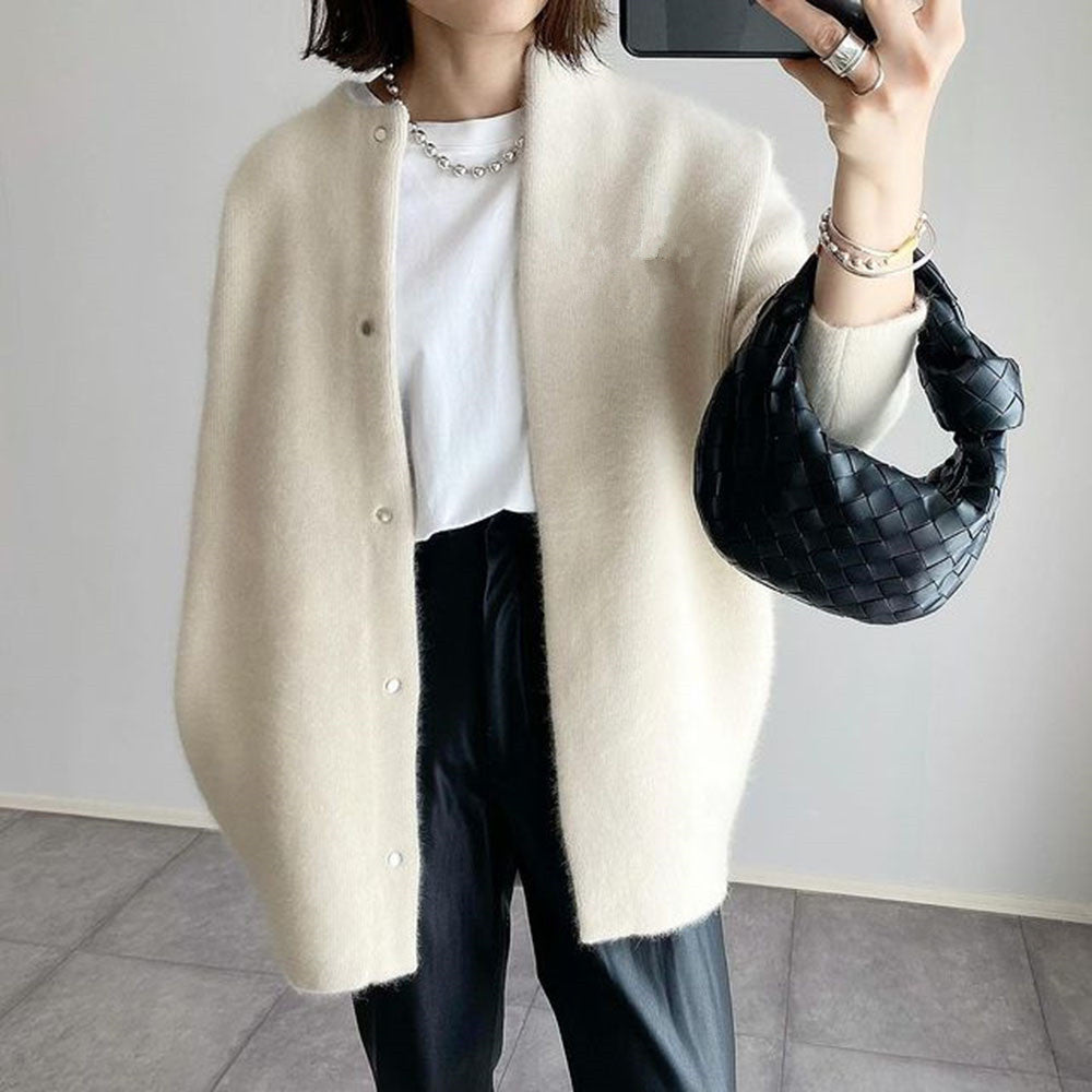 Women PU Leather Top Coat Jacket Loose